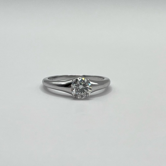 Moissanite Solitaire Sterling Silver Ring - Picture 2 of 7